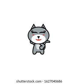 gray cat mascot or stickers. Cute character