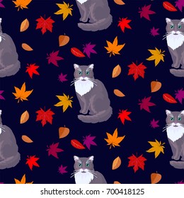 Gray cat seamless pattern.