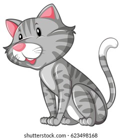 Gray cat sitting alone illustration