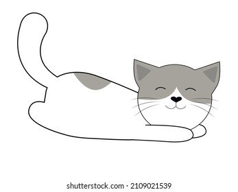 Gato gris durmiendo. Personaje de dibujos animados