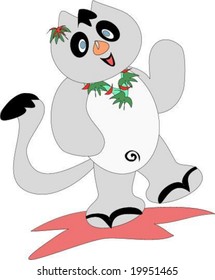 Gray Cat Tropical Dance Vector