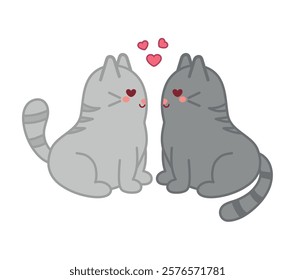 Gray cats sharing affection vector