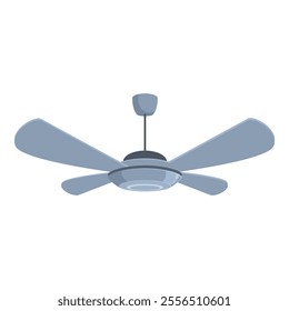 Gray ceiling fan with four blades providing ventilation and air circulation in a contemporary setting