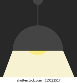 Gray ceiling lamp on gray background, bright shine