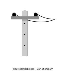 Gray cement electric power pole icon flat vector design