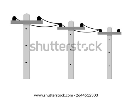 Gray cement electric power pole icon flat vector design