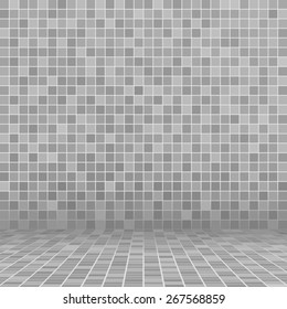 Gray ceramic tile mosaic in swimming pool