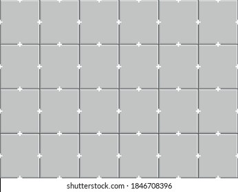 Gray ceramic tiles with plastic crosses in joints on wall. Seamless pattern of ceramic tile