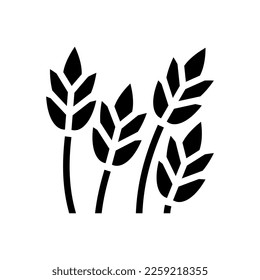 Gray Cereals icons set with rice, wheat, corn, oats, oats, barley signs isolated on white background. Ears symbol of wheat bread. Farm wheat symbol.