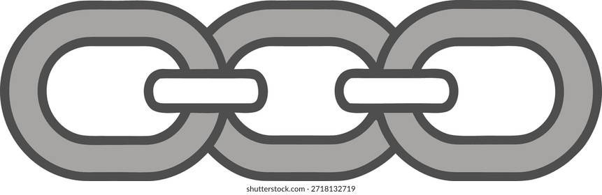 Enlaces de cadena gris conectados juntos en una fila sobre fondo transparente