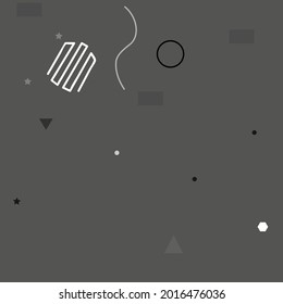 Gray Chaos Black Pastel Modern Style Simple Hipster Art. Calm White Triangle Ornamental Fabrics. Silver Oval Shadows Vector Illustration. Polygon Square Grey Digital Geometrical Art Illustration.