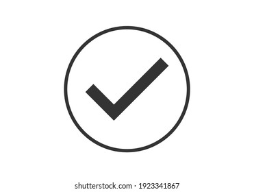 gray check mark icon. Tick symbol in black color, vector illustration.