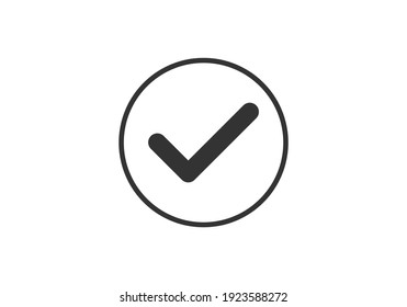 Gray Check Mark Icon. Tick Symbol In Black Color, Vector Illustration.