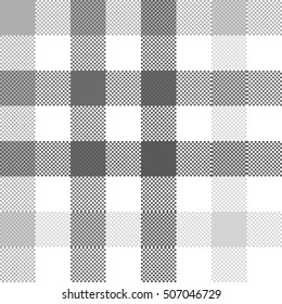 Gray check plaid seamless fabric texture. Vector illustration.
