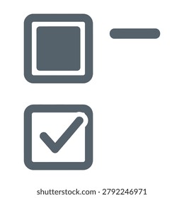 Gray checkbox icons, one checked and one unchecked, with a minus sign