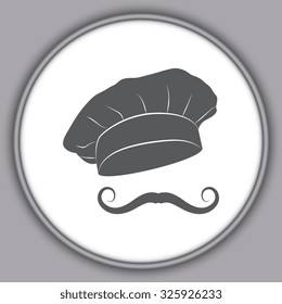 Gray Chef and cook hats set isolated with mustache
