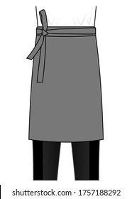 Gray Chef Waist Half Aprons Vector For Template