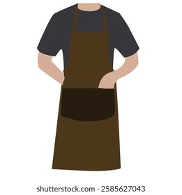 Gray Chef Waist Half Aprons.man wearing apron