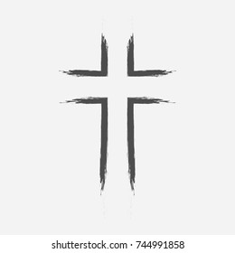 Gray christian cross icon.