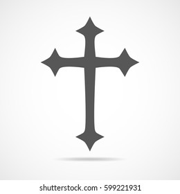 Gray christian cross icon. Abstract christian cross symbol. Vector illustration