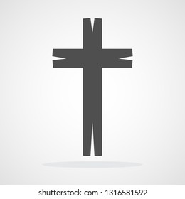 Gray Christian Cross Icon Flat Design Stock Vector Royalty Free Shutterstock