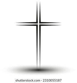 Gray Christian cross icon. Simple Christian cross on light background. vector illustration.