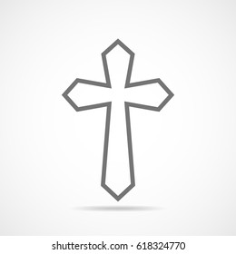 Gray Christian cross icon. Simple Christian cross on light background. Vector illustration.