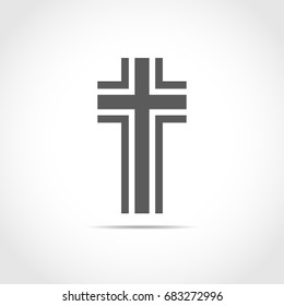 Gray Christian cross icon. Simple Christian cross on light background. Vector illustration.