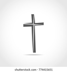 Gray Christian cross icon. Simple Christian cross on light background. Vector illustration.