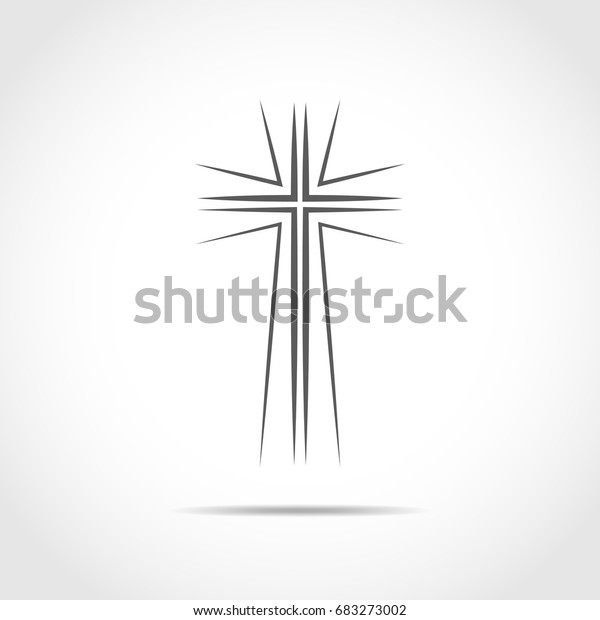 グレーのクリスチャン十字架のアイコン 明るい背景に単純なキリスト教の十字架 ベクターイラスト のベクター画像素材 ロイヤリティフリー