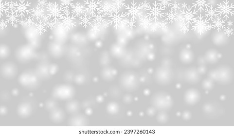 Gray Christmas background. Christmas card. Fallen snowflakes. Vector illustration.