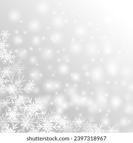 Gray Christmas background. Christmas card. Fallen snowflakes. Vector illustration.