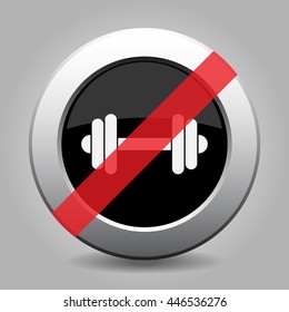 gray chrome button with no dumbbell - banned icon