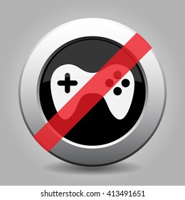 gray chrome button with no game pad - banned icon