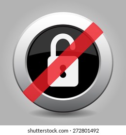 gray chrome button with no open padlock