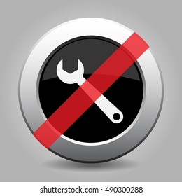 gray chrome button with no spanner - banned icon
