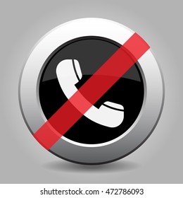 gray chrome button with no telephone handset - banned icon