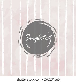 The gray circle banner with slanting stripe line on the pink love card background and retro hipster vintage style