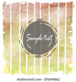 The gray circle banner with slanting stripe line on the green red yellow love card background and retro hipster vintage style