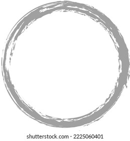 Gray circle brush stroke vector isolated on white background. Grey enso zen circle brush stroke. For stamp, seal, ink and paintbrush design template. Grunge hand drawn circle shape, vector