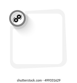 Gray circle with cogwheels and gray frame for your text