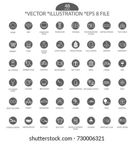 Gray Circle Icon Set, Vector, Illustration, Eps File