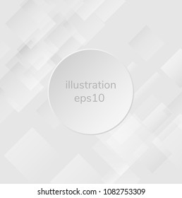 Gray circle on banner with abstract diagonal squares geometric background, illustration eps10