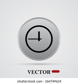 Gray circle on a white background with shadow.  clock icon. Flat design style, vector illustration, EPS 10 