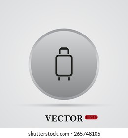 Gray circle on a white background with shadow.  Baggage icon. Vector illustration, EPS 10
