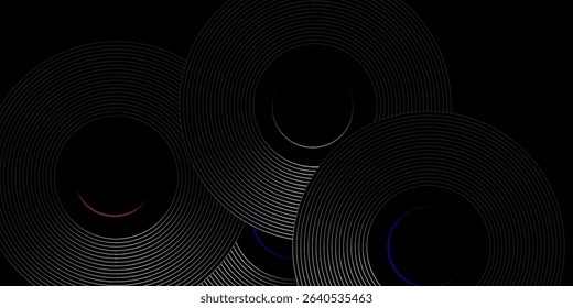 gray circle with red and blue inner circle and black background, vector design