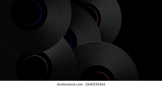 gray circle with red and blue inner circle and black background, vector design