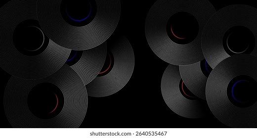 gray circle with red and blue inner circle and black background, vector design