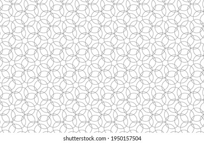 Gray circles, lines, seamless geometric pattern, repeating round. Vector illustration.