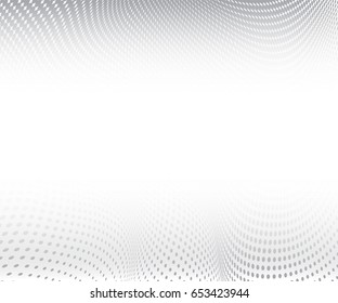 gray circles on white background. Halftone wave texture. Vector illustration. copy space
